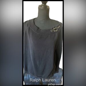 Ralph Lauren Black Sweater with Buckle Detail